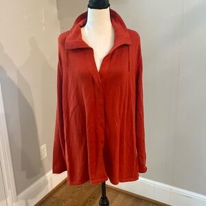 Eileen Fisher Hotch high collar cardi organic cotton pumpkin NWT quiet luxury